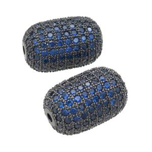 copper barrel Beads pave blue zircon, black plated, approx 12-19mm [FN28145]