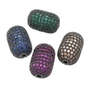copper barrel Beads pave zircon, black plated, mixed, approx 12-19mm [FN28148]