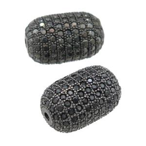 copper barrel Beads pave zircon, black plated, approx 12-19mm [FN28153]