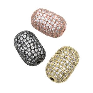 copper barrel Beads pave zircon, mixed, approx 12-19mm [FN28154]