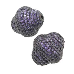copper bicone beads pave purple zircon, black plated, approx 16-17mm [FN28157]