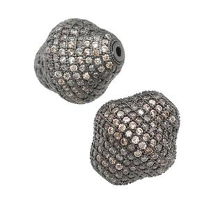 copper bicone beads pave champagne zircon, black plated, approx 16-17mm [FN28158]