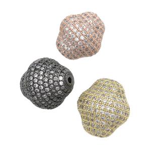 copper bicone spacer Beads pave zircon, mixed, approx 16-17mm [FN28166]