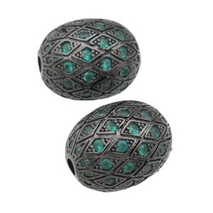 copper barrel Beads paved green zircon, black plated, approx 15-19mm [FN28167]