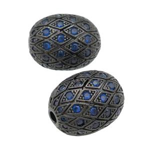 copper barrel Beads paved blue zircon, black plated, approx 15-19mm [FN28168]