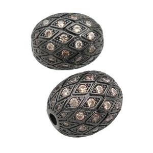 copper barrel Beads paved champagne zircon, black plated, approx 15-19mm [FN28169]