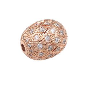 copper barrel Beads paved zircon, rose gold, approx 15-19mm [FN28173]