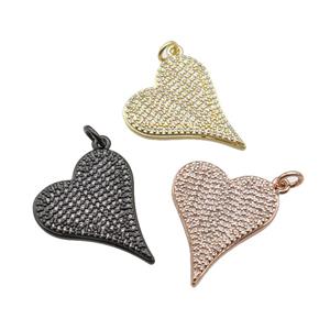 copper heart pendant pave zircon, mixed, approx 20-25mm [FN28184]