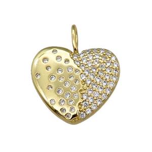 copper Heart pendant pave zircon, gold plated, approx 17mm [FN28197]
