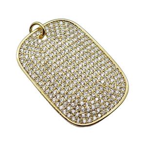 copper Rectangle pendant pave zircon, gold plated, approx 17-26mm [FN28227-S]