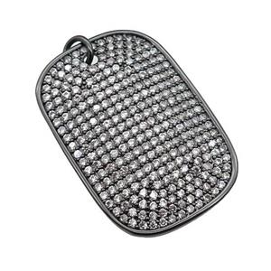 copper Rectangle pendant pave zircon, black plated, approx 17-26mm [FN28228-S]