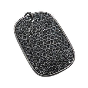 copper Rectangle pendant pave zircon, black plated, approx 25-38mm [FN28229-L]