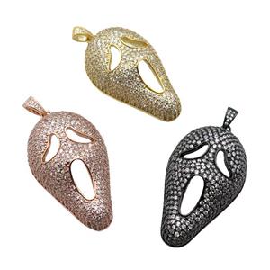 copper Halloween skull charm pendant pave zircon, mixed, approx 27-45mm [FN28249]