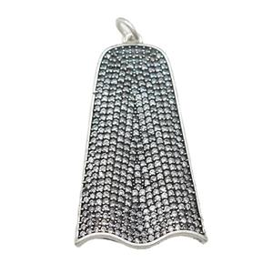 copper cloak charm pave zircon, antique silver, approx 22-40mm [FN28260]
