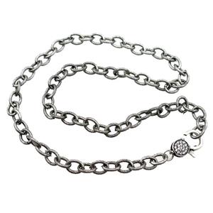 iron necklace chain, antique silver, approx 7-9mm, 45cm length [FN28270]
