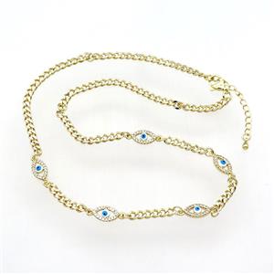 copper Necklace with Evil Eye, adjustable, gold plated, approx 6.5mm, 41-46cm length [FN28310]