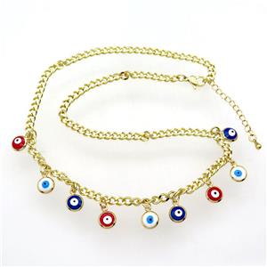 copper Necklace with Evil Eye, adjustable, gold plated, approx 8mm, 41-46cm length [FN28318]