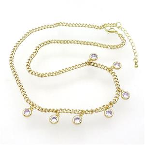 copper Necklace, adjustable, gold plated, approx 7mm, 41-46cm length [FN28319]