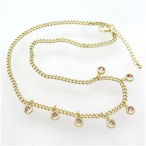copper Necklace, adjustable, gold plated, approx 7mm, 41-46cm length [FN28321]