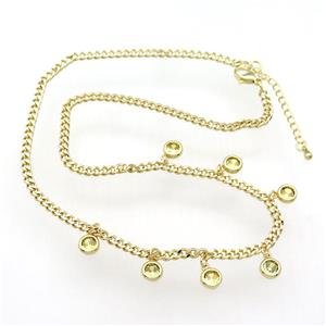 copper Necklace, adjustable, gold plated, approx 7mm, 41-46cm length [FN28323]