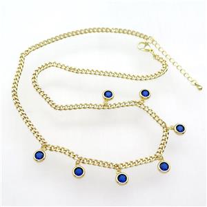 copper Necklace, adjustable, gold plated, approx 7mm, 41-46cm length [FN28324]