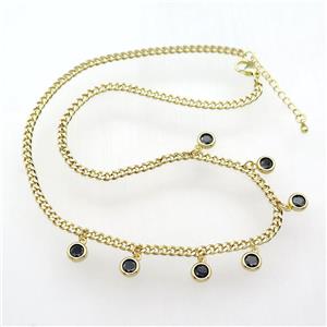 copper Necklace, adjustable, gold plated, approx 7mm, 41-46cm length [FN28325]