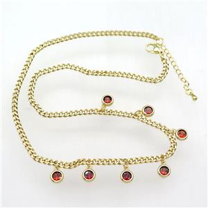 copper Necklace, adjustable, gold plated, approx 7mm, 41-46cm length [FN28326]