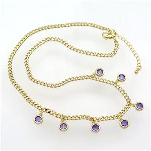 copper Necklace, adjustable, gold plated, approx 7mm, 41-46cm length [FN28327]