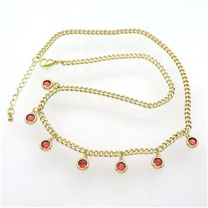 copper Necklace, adjustable, gold plated, approx 7mm, 41-46cm length [FN28328]