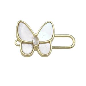 copper Butterfly connector pave shell, gold plated, approx 16mm, 25mm [FN28331]