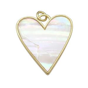 copper Heart pendant paved shell, gold plated, approx 23-27mm [FN28378]