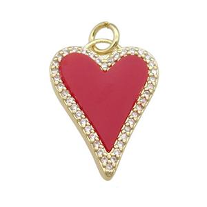 copper Heart pendant paved agate, zircon, gold plated, approx 15-20mm [FN28407]