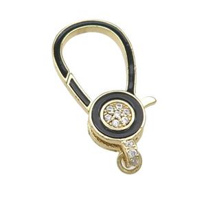 copper Lobster Clasp paved zircon, gold plated, approx 16-28mm [FN28427]
