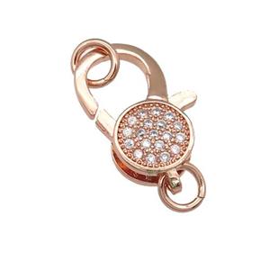 copper Lobster Clasp paved zircon, rose gold, approx 12-24mm [FN28429-12X24MM]