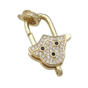 copper Lobster Clasp paved zircon, gold plated, approx 14-22mm [FN28441]