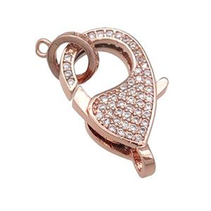 copper Lobster Clasp paved zircon, rose gold, approx 12-19mm [FN28447]