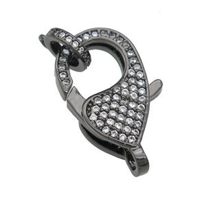copper Lobster Clasp paved zircon, black plated, approx 12-19mm [FN28450]