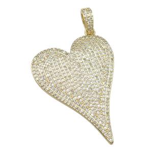 copper Heart pendant paved zircon, gold plated, approx 30-40mm [FN28455]