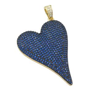 copper Heart pendant paved blue zircon, gold plated, approx 30-40mm [FN28458]