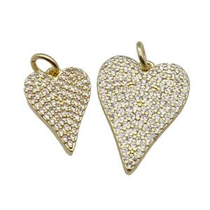 copper Heart pendant pave zircon, gold plated, approx 15-20mm [FN28468-L]