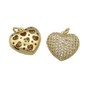 copper Heart pendant pave zircon, gold plated, approx 15.5mm [FN28477]