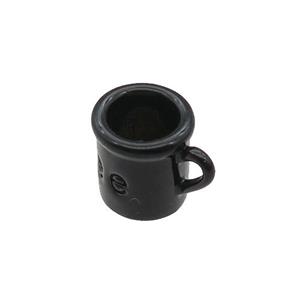 copper CoffeeCup pendant with black fire lacquered, approx 8-9mm [FN28512]