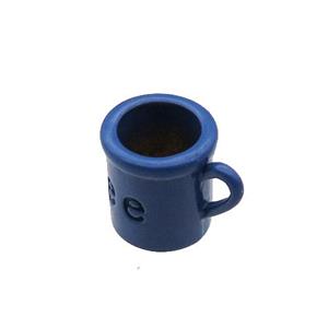 copper CoffeeCup pendant with navyblue fire lacquered, approx 8-9mm [FN28514]