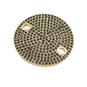 copper circle connector pave zircon, gold plated, approx 24mm dia [FN28548]