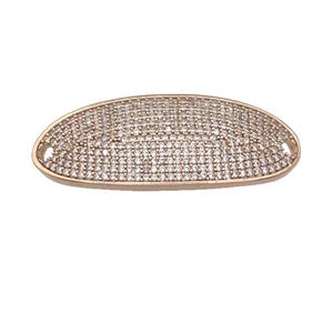 copper oval connector pave zircon, rose gold, approx 18-40mm [FN28550]