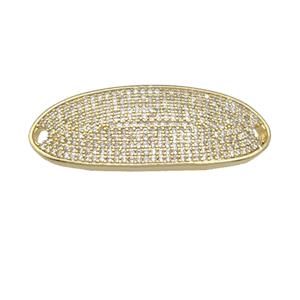 copper oval connector pave zircon, gold plated, approx 18-40mm [FN28552]