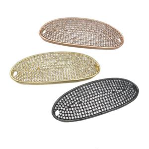 copper oval connector pave zircon, mixed, approx 18-40mm [FN28554]