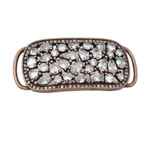 copper rectangle connector pave zircon, antique red, approx 18-40mm [FN28556]