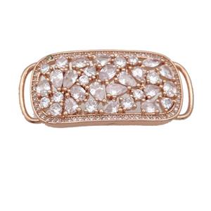 copper rectangle connector pave zircon, rose gold, approx 18-40mm [FN28557]