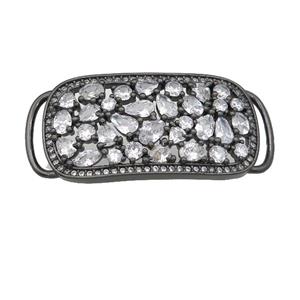 copper rectangle connector pave zircon, black plated, approx 18-40mm [FN28558]